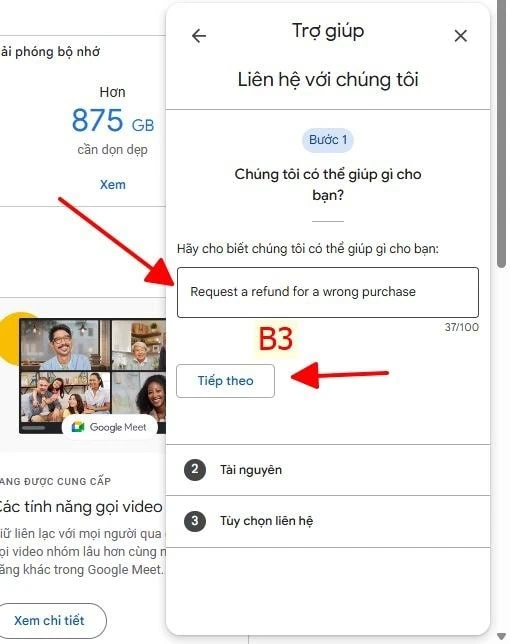 Bước 2: Nhấn vào phần "Liên hệ với chúng tôi" ở dưới cùng.